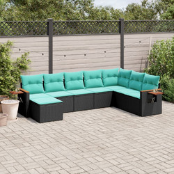 vidaXL Πενταθέσιος Καναπές Εξωτερικού Χώρου Rattan Καφέ Τιρκουάζ 62x62x69cm 8τμχ 3227086