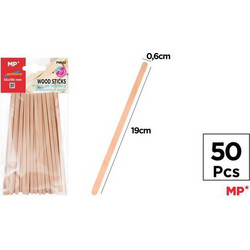 Ξυλάκια γλωσσοπίεστρα 19cm MP φυσικό χρώμα 6mm 50τμχ PM032