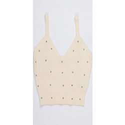 SILVIANHEACH VEST TOP ROPALIA Μπλούζα Αμάνικη εκρου crop top διακοσμητικά strass slim fit γραμμη