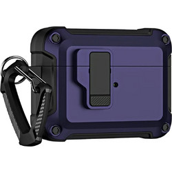 Hurtel Airpods 4 Pro Armor Case with Carabiner - Purple - (Pro Armour Airpods Case with hook - AirPods 4 purple)