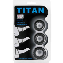 Baile Titan Cock Ring Σετ Ελαστικά Δαχτυλίδια Πέους & Όρχεων Σιλικόνης 2.8cm + 2.4cm + 1.9cm Μαύρα 3τμχ