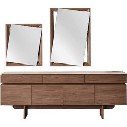Μπουφές Με Καθρέπτες Stone 783-6409 210x48x79/90x90/60x50cm Brown Mdf