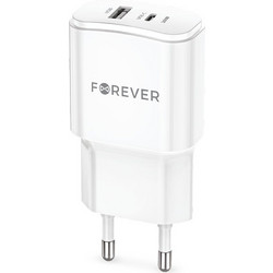 Forever TC-01 Φορτιστής Χωρίς Καλώδιο με Θύρα USB-A Power Delivery & Quick Charge 3.0 White