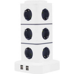 Κάθετο πολύπριζο 12 θέσεων - Σούκο - 4USB - 3m - RC-G12P - 012234