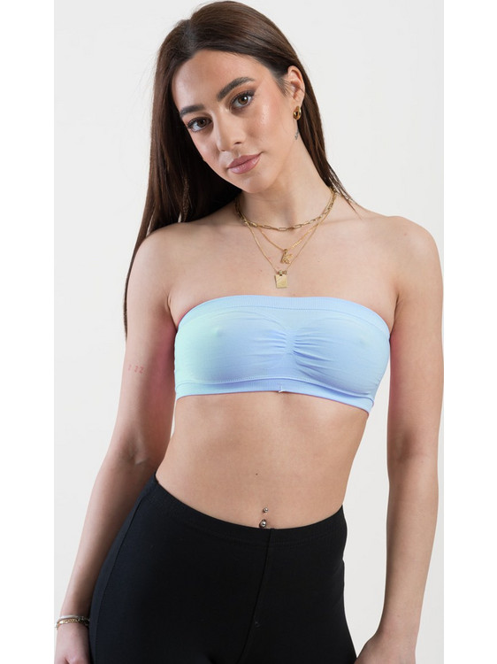 Μπουστάκι strapless με διάτρητη πλάτη ΓΑΛΑΖΙΟ - ΓΑΛΑΖΙΟ