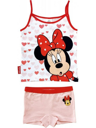 Arditex Minnie Mouse Παιδική Πιτζάμα Βαμβακερή Καλοκαιρινή Λευκή Κόκκινη WD13591