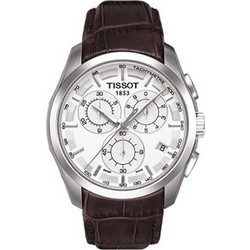 Tissot Couturier Ανδρικό Ρολόι Χρονογράφος με Καφέ Δερμάτινο Λουράκι T035.617.16.031.00