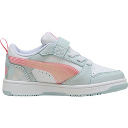 Puma Rebound V6 Παιδικά Sneakers Λευκά Πράσινο Mint Σομόν 402786-01