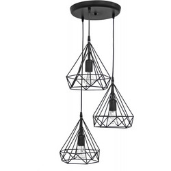 Heronia Lighting DM-02 Κρεμαστό Φωτιστικό Οροφής Τρίφωτο E27 Μαύρο 34-0288