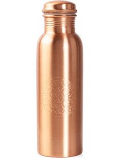 Χάλκινο μπουκάλι Flower of Life με βιδωτό καπάκι - σκαλιστό 800 ml