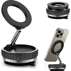 Techsuit - Premium Car Holder Vacuumgripx (S15) - For Dashboard, Magnetic, N55, 360 Adjustable - Black