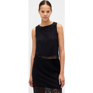 Δαντελένιο Boatneck Crop Shell Τοπ Black