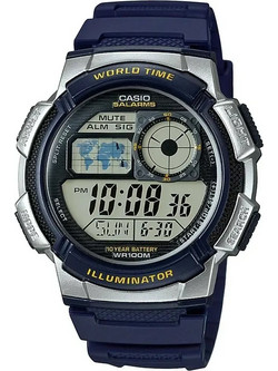 Casio Ψηφιακό Ανδρικό Ρολόι Χρονογράφος με Μπλε Καουτσούκ Λουράκι AE-1000W-2AVEF
