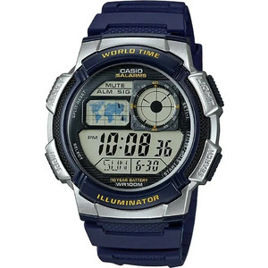 Casio Ψηφιακό Ανδρικό Ρολόι Χρονογράφος με Μπλε Καουτσούκ Λουράκι AE-1000W-2AVEF