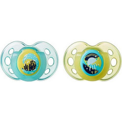 Tommee Tippee Night Time Ορθοδοντικές Πιπίλες Σιλικόνης Νυκτός 18-36m Μπλε 2τμχ