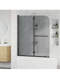 Καλυμμα Ντους Μαύρο 120 x 140 cm ESG Γυαλί και Αλουμίνιο 42018546
