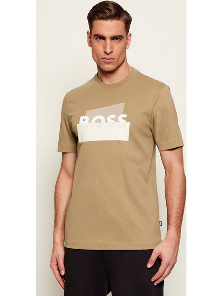 Ανδρικό T-shirt με Λαιμόκοψη Σκούρο Μπεζ Boss 50555799-252