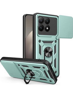 Θήκη Κινητού TechSuit CamShield Αντικραδασμική (Armor - Shockproof ) με ενσωματωμένη βάση-δαχτυλίδι και κάλυμμα καμερών για XIAOMI 15T ΣΚΟΥΡΟ ΠΡΑΣΙΝΟ