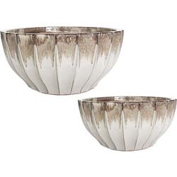 MarHome Σετ Κασπώ Οβάλ Πήλινα Μπεζ S:φ25.5x12.5cm L:φ31x15.5cm 2τμχ 06-99067 SET2