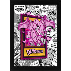 Ξύλινο κάδρο με θέμα τον Pink Love Eyes Toon Dragon Demigamers edition