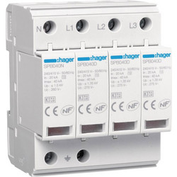 Μονοφασικός Απαγωγός Υπέρτασης T2 4P 40kA 1,35kV TT-TNS SPB440D HAGER