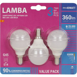Λαμπτήρες LED E14 4W(C37) Λευκό Φως - 3 τμχ