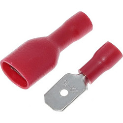 Μονωμένα Spade Connectors 6.3mm 16-14AWG Κόκκινα - Σετ 100 τεμαχίων (50 Ζευγάρια Αρσενικά - Θηλυκά)