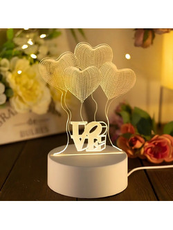 EXTRALINK 3D Heart Night Light Home, Optical Illusion For Bedroom Usb - (EX.24114)
