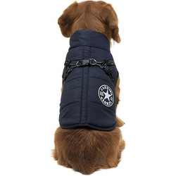 Μπουφάν Κατοικιδίου Μπλε με Φερμουάρ Fleece Επένδυση Μπλε Patch & Σαμαράκι