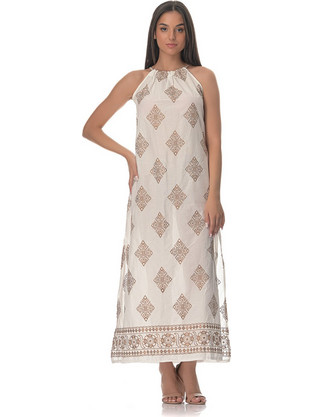 Coocu Syros Ethnic Maxi Φόρεμα Λευκό