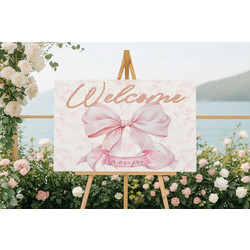 Καμβάς Βάπτισης Welcome - Ροζ Φιόγκος