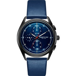 Kenneth Cole New York Ανδρικό Ρολόι Χρονογράφος με Μπλε Δερμάτινο Λουράκι KC51028001