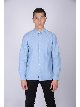 North 564 Πουκάμισο με Μακρύ Μανίκι Oxford w/stretch - Μπλε