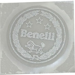 ΑΥΤΟΚΟΛΛΗΤΟ ΣΤΡΟΓΓΥΛΟ LOGO BENELLI BN 125 '18-'21 ΓΚΡΙ-ΔΙΑΦΑΝΟ ΓΝΗΣΙΟ