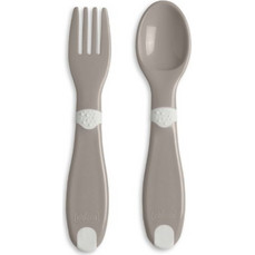 Chicco First Cutlery Σετ Κουταλοπίρουνα 2 τμχ Για 12m+ Grey F01-16101-35