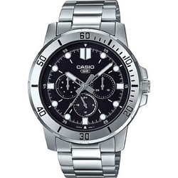 Casio Ανδρικό Ρολόι Χρονογράφος με Ασημί Μεταλλικό Μπρασελέ MTP-VD300D-1E