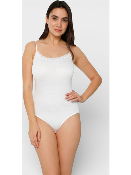 Κορμάκι γυναικείο με τιράντα Viscose H501-Λευκό