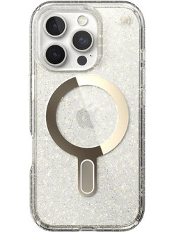 SPECK IPHONE 16 PRO CASE (150706-9221) PRESIDIO LUX + CLICKLOCK (CLEAR/GOLD GLITTER)