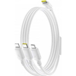 USB-C to Lightning / microUSB / USB-C Charging Cable Baseus Silky 3in1, 100W, 5A, 1.5m, White P10377706213-00