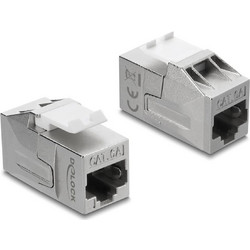 DELOCK Keystone module RJ45 91122, θηλυκό σε θηλυκό, Cat 6A STP, ασημί