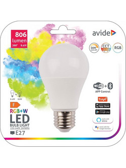 jager LED ΛΑΜΠΑ AVIDE SMART Ε27 CCT - RGB - DIMMABLE 9W 2700K - 9.4W WIFI - TUYA (AV-931982)