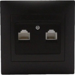 RD Domus Πρίζα Τηλεφώνου + CAT6 Μαύρη - Χωνευτή, Gigabit Ethernet & Ένα Frontplate