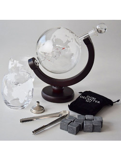 Mikamax(R) Globe Decanter Set Γυάλινη φιάλη 850ml με 2 ποτήρια