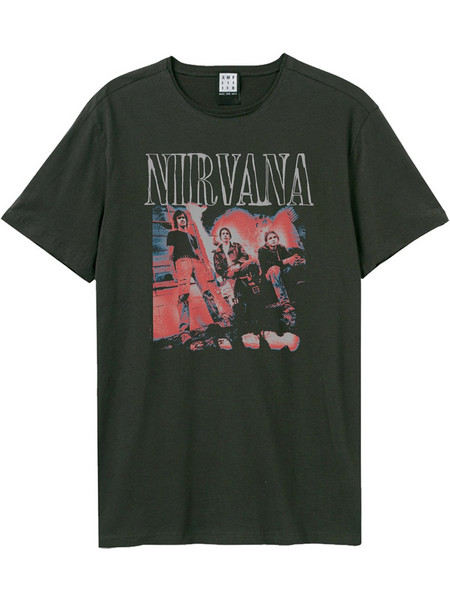 Amplified Nirvana Distressed Band Photo T-Shirt Charcoal ZAVE210N451-CHA