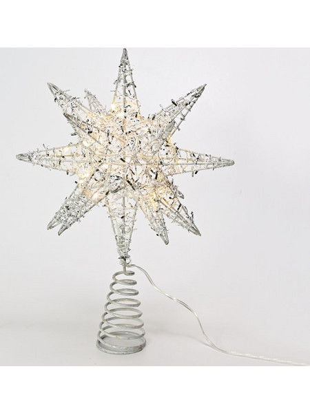 SILVER TINSEL THREAD STAR 2" 20 MINI WW LED ΛΑΜΠ. ΜΠΑΤ. 3ΧΑΑ,IP20 28x5x20cm -X112011282