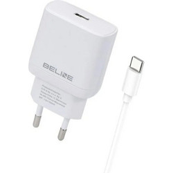 Beline U03 Φορτιστής με Καλώδιο USB-C με Θύρα USB-C 25W Power Delivery White