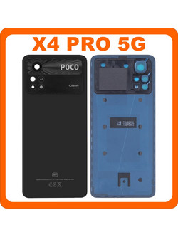 For Xiaomi Poco X4 Pro 5G (2201116PG) Rear Back Battery Cover + Camera Lens Poco Black