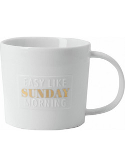 Κούπα Easy Like Sunday Morning RD0017703 Φ8x12,5cm 320ml White-Gold Raeder Πορσελάνη