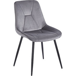 SILVIA GREY VELVET ΥΦΑΣΜΑ ΚΑΡΕΚΛΑ ΜΕΤΑΛΛΙΚΗ 51X58X87εκ
