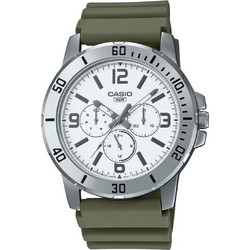 Casio Ανδρικό Ρολόι Χρονογράφος με Λαδί Καουτσούκ Λουράκι MTP-VD300-3B
